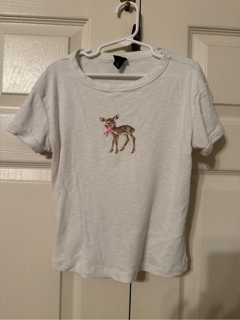 wild fable Cream Short-Sleeve Tee with Deer Embroidery